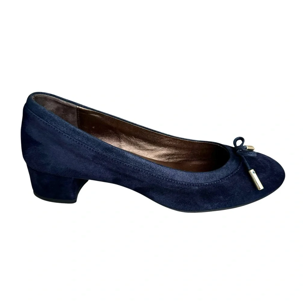 AGL Suede Shoes Navy Chunky Heel